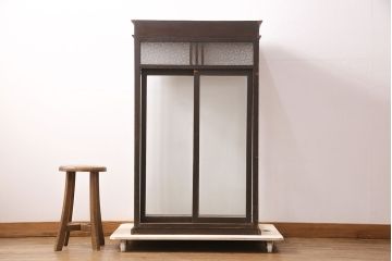 和製アンティーク　お洒落なレトロガラスがアクセント!たばこ屋さんのガラスケース(ショーケース、陳列棚、店舗什器)(R-049305)