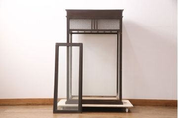 和製アンティーク　お洒落なレトロガラスがアクセント!たばこ屋さんのガラスケース(ショーケース、陳列棚、店舗什器)(R-049305)