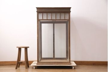 和製アンティーク　お洒落なレトロガラスがアクセント!たばこ屋さんのガラスケース(ショーケース、陳列棚、店舗什器)(R-049305)