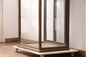 和製アンティーク　お洒落なレトロガラスがアクセント!たばこ屋さんのガラスケース(ショーケース、陳列棚、店舗什器)(R-049305)