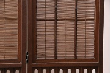 最高級指物家具　総桑材　繊細な透かし彫りが目を引く上手物の衝立(つい立て、仕切り、パーテーション)(R-049306)