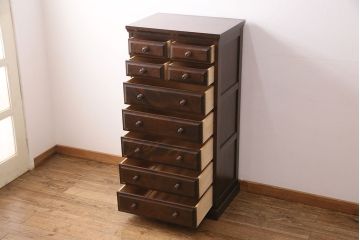 中古　北海道民芸家具　HM535 小物タンス　小物収納に活躍する、和と洋どちらにも馴染むデザインが魅力のチェスト(引き出し、タンス)(定価約21万円)(R-049309)