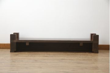 和製アンティーク　木の味わいをお楽しみいただける総ケヤキ材製の置き床(置床、飾り台、棚、ローボード)(R-049310)
