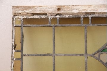 和製アンティーク　日本製　大正ロマン香るステンドグラス明かり取り(欄間、建具、明り取り)(R-049316)