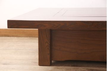 中古　美品　総ケヤキ材　上質な空間を演出する囲炉裏テーブル(関西火鉢、長火鉢、座卓、木製火鉢、ローテーブル)(R-049317)