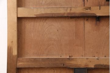 アンティーク建具　枠・ヒノキ材、板・ケヤキ材　庄内　最上級　立派な金具が存在感抜群の山形県酒田産の蔵戸(引き戸、玄関戸)(R-049321)