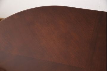 中古　マホガニー材　突き板　パーケット天板とカブリオールレッグが魅力のエクステンションテーブル(センターテーブル、ダイニングテーブル)(R-049329)