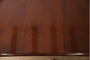 中古　マホガニー材　突き板　パーケット天板とカブリオールレッグが魅力のエクステンションテーブル(センターテーブル、ダイニングテーブル)(R-049329)