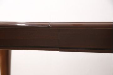 中古　マホガニー材　突き板　パーケット天板とカブリオールレッグが魅力のエクステンションテーブル(センターテーブル、ダイニングテーブル)(R-049329)