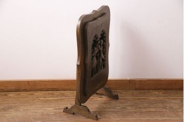 ビンテージ雑貨　神戸洋家具　永田良介商店　希少　まるで美術品!空間のメインアイテムとしておすすめの彫刻ミラー(鏡、姿見)(R-049336)