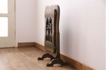 ビンテージ雑貨　神戸洋家具　永田良介商店　希少　まるで美術品!空間のメインアイテムとしておすすめの彫刻ミラー(鏡、姿見)(R-049336)