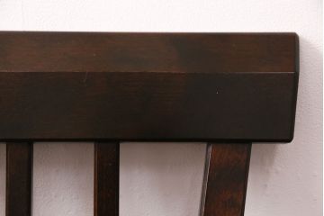 中古　北海道民芸家具　#667　和モダンスタイルに合う濃い木色のベンチ(板座チェア、長椅子)(定価約13万円)(R-049338)