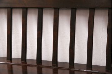 中古　北海道民芸家具　#667　和モダンスタイルに合う濃い木色のベンチ(板座チェア、長椅子)(定価約13万円)(R-049338)