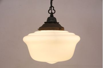 和製アンティーク　大振りサイズ　ブラケットの使い込まれた質感と花のがくのようなデザインが味わい深い吊り下げ照明(天井照明、ペンダントライト)(R-049344)