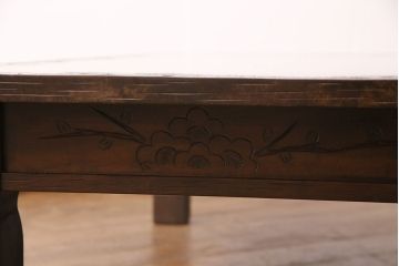 ビンテージ家具　民芸家具　繊細な桜の彫刻が見事な座卓(ローテーブル)(R-049348)