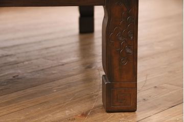 ビンテージ家具　民芸家具　繊細な桜の彫刻が見事な座卓(ローテーブル)(R-049348)