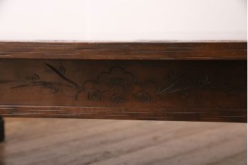 ビンテージ家具　民芸家具　繊細な桜の彫刻が見事な座卓(ローテーブル)(R-049348)