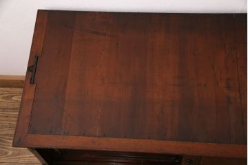 和製アンティーク　天板・楠木材　側面・ケヤキ材　今にも動き出しそうな杢目が目を引くローボード(収納棚、戸棚)、テレビ台)(R-049350)