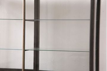 アンティーク家具　大正ロマン　天枠付き!　古いタバコ屋の薄型ガラスケース(ショーケース、陳列棚)(R-049352)