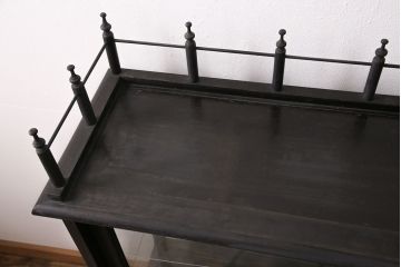 アンティーク家具　大正ロマン　天枠付き!　古いタバコ屋の薄型ガラスケース(ショーケース、陳列棚)(R-049352)