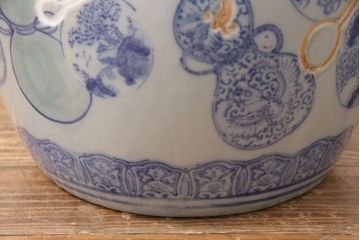 アンティーク雑貨　昭和中期　縁起物のインテリアとしておすすめ!瓢箪文様の瀬戸火鉢(鉢カバー)(R-049360)
