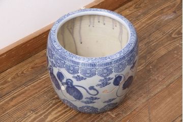 アンティーク雑貨　昭和中期　縁起物のインテリアとしておすすめ!瓢箪文様の瀬戸火鉢(鉢カバー)(R-049361)