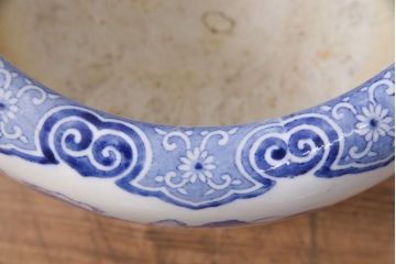 アンティーク雑貨　昭和中期　風景図　力強さを感じる図柄が目を引く瀬戸火鉢(鉢カバー)(R-049363)