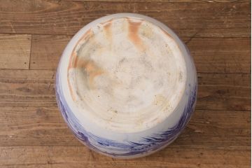 アンティーク雑貨　昭和中期　風景図　力強さを感じる図柄が目を引く瀬戸火鉢(鉢カバー)(R-049363)