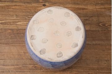 アンティーク雑貨　窓絵　花の図柄が可愛いらしい、和の趣あふれる瀬戸火鉢(鉢カバー)(R-049364)