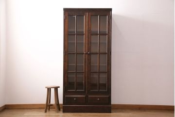 中古　北海道民芸家具　HM114K　飾り棚にもおすすめ!洗練された雰囲気が魅力の本箱(ブックケース、キャビネット、飾り棚、収納棚)(定価約25万7千円)(R-049372)