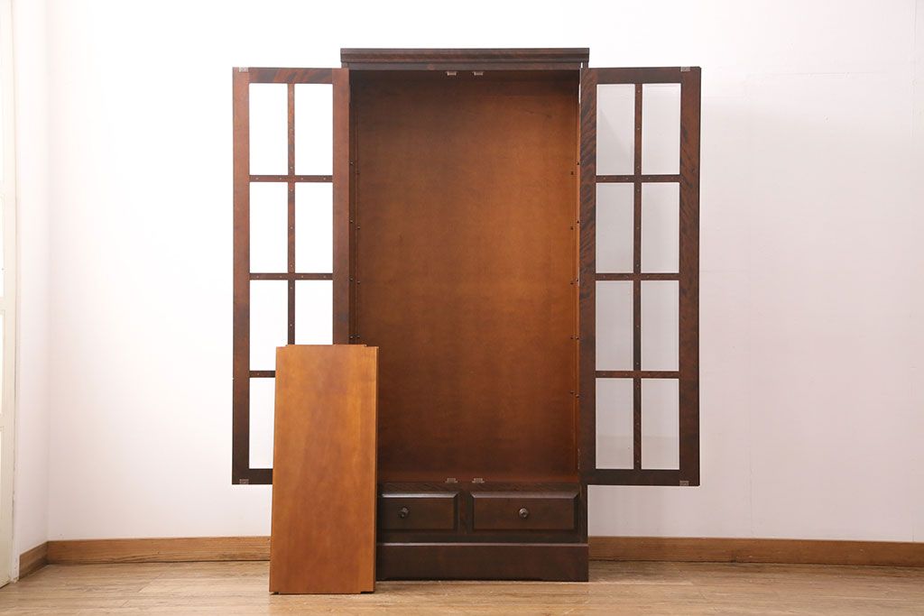 中古　北海道民芸家具　HM114K　飾り棚にもおすすめ!洗練された雰囲気が魅力の本箱(ブックケース、キャビネット、飾り棚、収納棚)(定価約25万7千円)(R-049372)