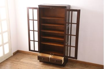 中古　北海道民芸家具　HM114K　飾り棚にもおすすめ!洗練された雰囲気が魅力の本箱(ブックケース、キャビネット、飾り棚、収納棚)(定価約25万7千円)(R-049372)