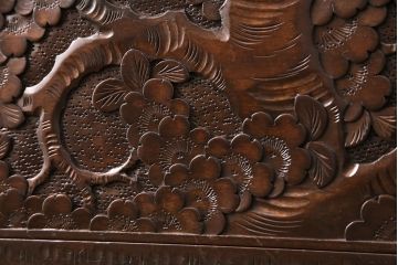 中古　伝統工芸　軽井沢彫り　咲き誇る桜の彫刻が美しいドレッシングチェスト(ドレッサー、鏡台、引き出し)(R-049377)