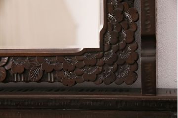 中古　伝統工芸　軽井沢彫り　咲き誇る桜の彫刻が美しいドレッシングチェスト(ドレッサー、鏡台、引き出し)(R-049377)
