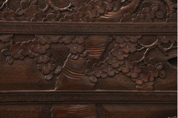 中古　伝統工芸　軽井沢彫り　咲き誇る桜の彫刻が美しいドレッシングチェスト(ドレッサー、鏡台、引き出し)(R-049377)