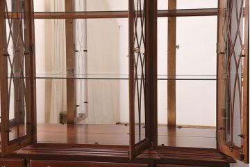 新古　未使用　ベルギー輸入家具　艶やかで美しい木肌が魅力的な照明付きのキャビネット(定価約49万円)(収納棚、飾り棚)(R-049378)