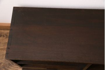 和製アンティーク　総ナラ材　デスクやカウンターの上にも置けるレトロな収納棚(卓上収納棚、本棚)(R-049380)