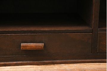 和製アンティーク　総ナラ材　デスクやカウンターの上にも置けるレトロな収納棚(卓上収納棚、本棚)(R-049380)
