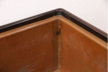 和製アンティーク　指物工芸品　美品　外箱付き!紫檀(シタン)材の深みを帯びた色合いが美しい角火鉢2個セット(木製火鉢)(R-049385)