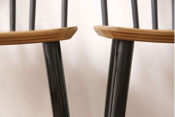 ヴィンテージ家具　北欧家具　デンマーク　チーク材　ツートーンカラーがおしゃれなチェア2脚セット(ダイニングチェア、板座チェア、椅子、ビンテージ)(R-049389)