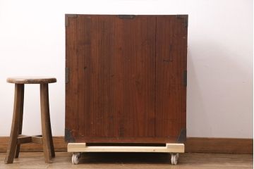 和製アンティーク　明治期　総桐材　コンパクトサイズで取り入れやすいシックな佇まいが魅力の庄内小箪笥(引き出し、チェスト、時代箪笥、桐箪笥、桐たんす)(R-049390)