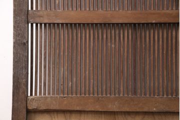 アンティーク建具　ケヤキ材・松材　細い桟が魅力の格子入り蔵戸(格子戸、玄関戸、引き戸、建具)(R-049392)