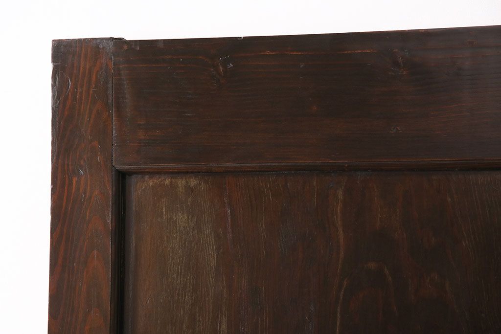 アンティーク建具　総松材　燻されたような渋い風合いが魅力の蔵戸(引き戸、玄関戸、建具)(R-049395)