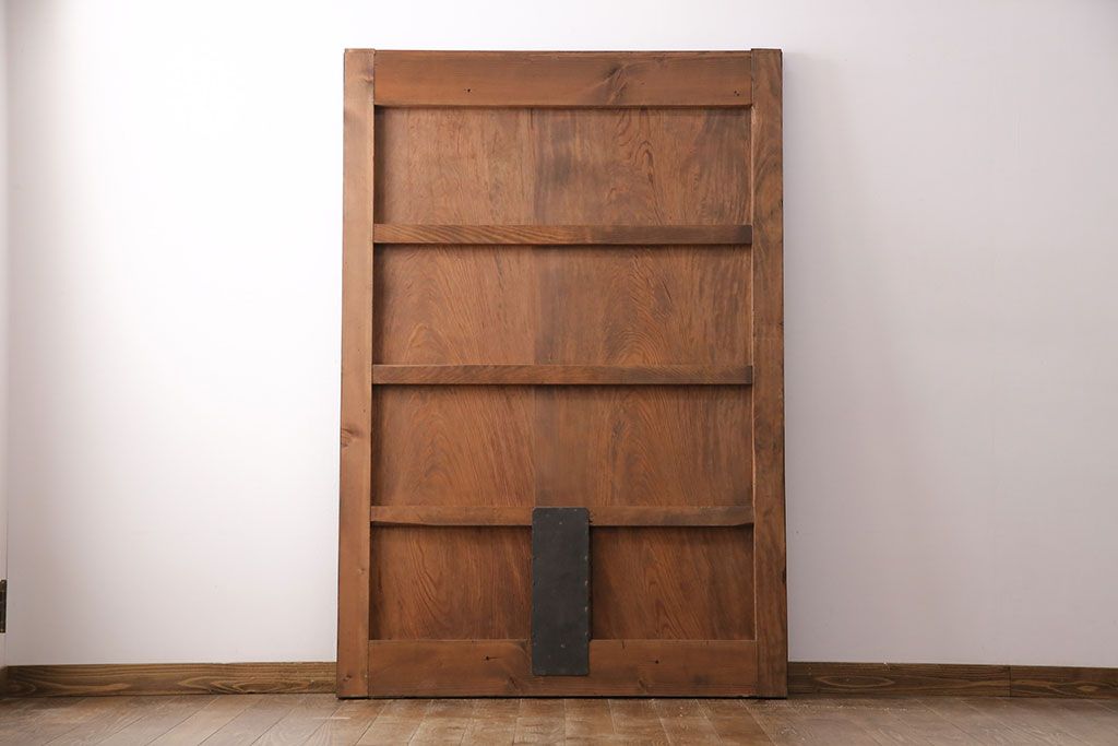 アンティーク建具　総松材　燻されたような渋い風合いが魅力の蔵戸(引き戸、玄関戸、建具)(R-049395)