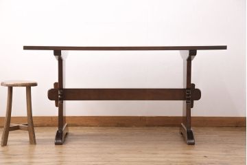 中古美品　松本民芸家具　シックなダイニング作りにおすすめのB型食卓(ダイニングテーブル、4人掛け)(定価約27万円)(R-049398)