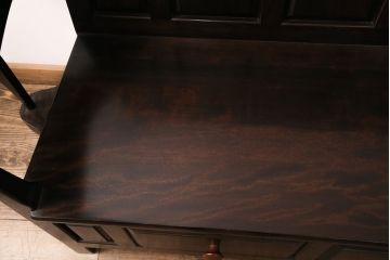 中古　美品　松本民芸家具　シックな大人の空間を演出する羽根付ベンチ(長椅子、二人掛けベンチ、板座)(R-049402)