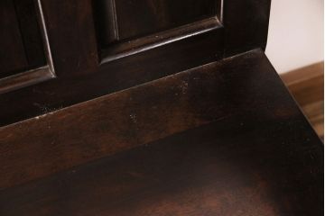 中古　美品　松本民芸家具　シックな大人の空間を演出する羽根付ベンチ(長椅子、二人掛けベンチ、板座)(R-049402)