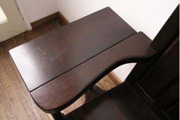 中古　美品　松本民芸家具　シックな大人の空間を演出する羽根付ベンチ(長椅子、二人掛けベンチ、板座)(R-049402)