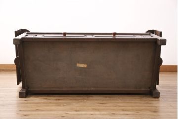 中古　美品　松本民芸家具　シックな大人の空間を演出する羽根付ベンチ(長椅子、二人掛けベンチ、板座)(R-049402)