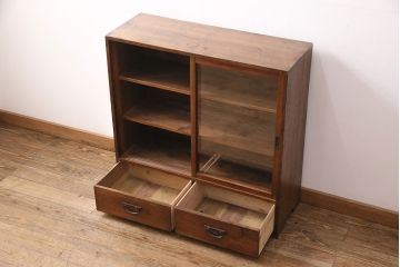 和製アンティーク　ヒノキ材製　レトロな雰囲気づくりにおすすめな戸棚(収納棚、キャビネット、飾り棚)(R-049403)